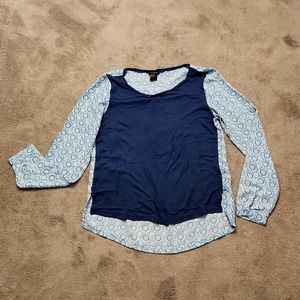 Ann Taylor Two Toned Long Sleeve Blouse